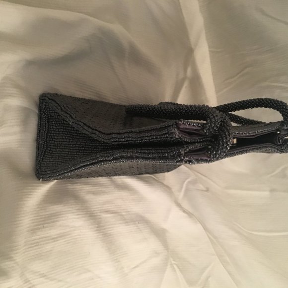 Vintage Inge Christopher grey beaded evening bag - Picture 2 of 3